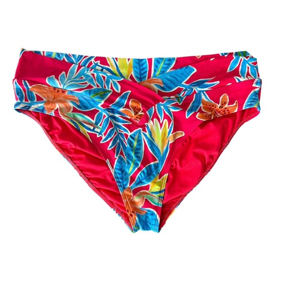 Sunsets Two Piece Red Floral Swimsuit w/Keyhole Removable Pads Size 16 / DD - Picture 3 of 10